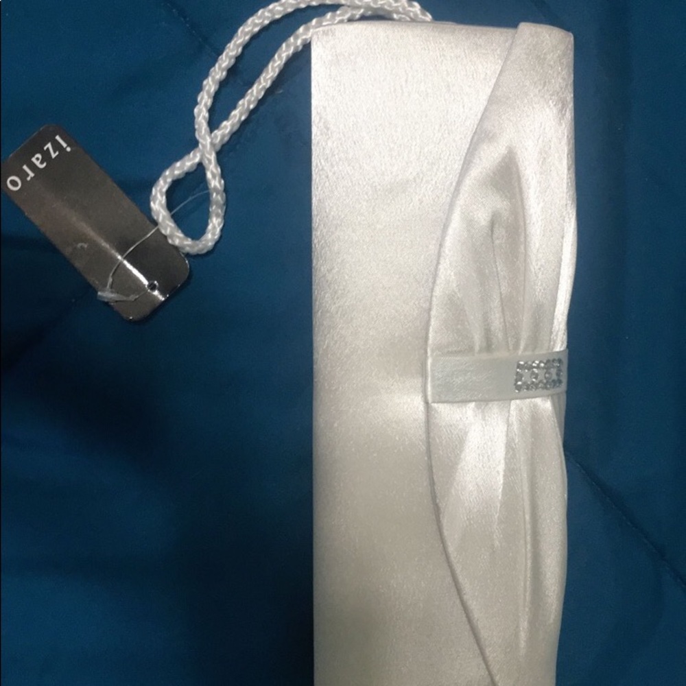 White satin clutch with embellishment